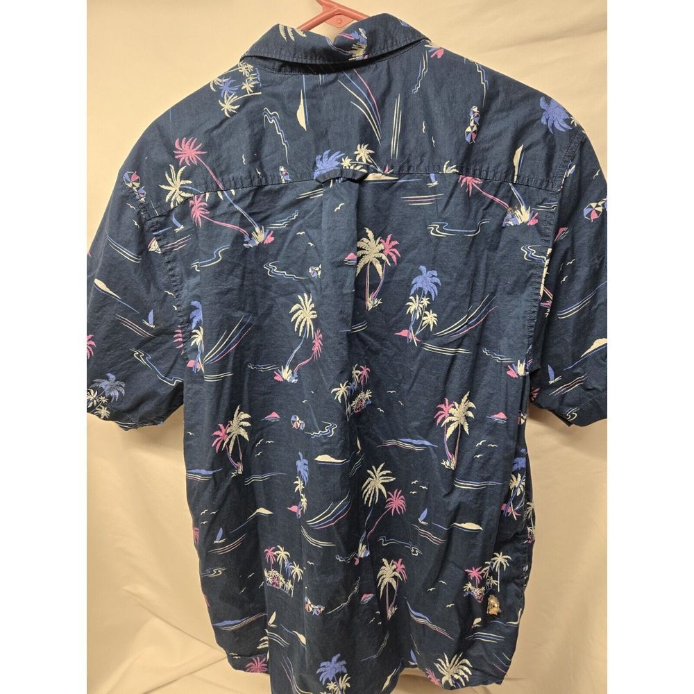 Tommy Bahama Hawaiian Button Up Down Shirt Cotton Blue Palm Trees Large - Picture 3 of 8